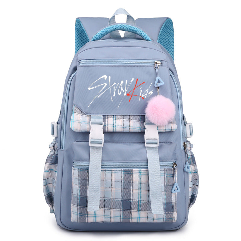 Cute Kpop Letter Striped Backpack