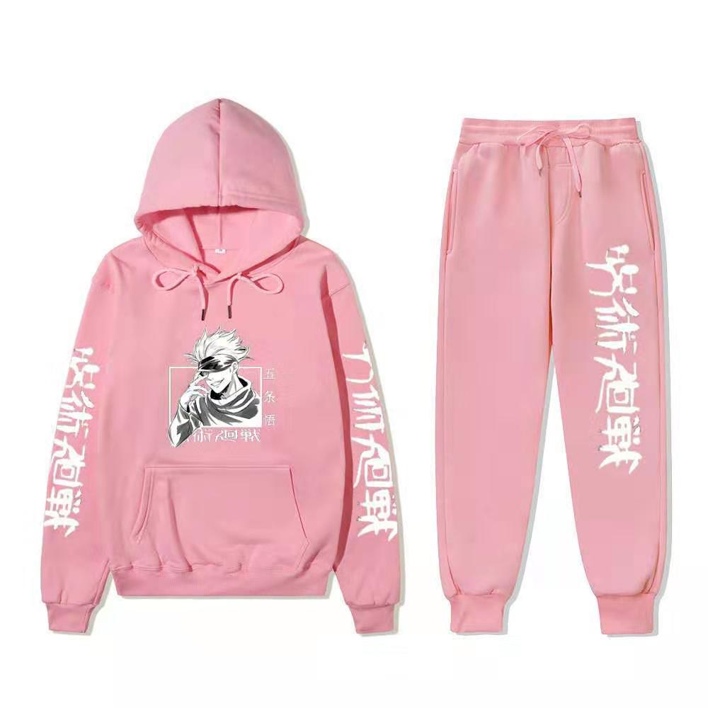 Unisex Anime Print Hoodie Sports Pants Set