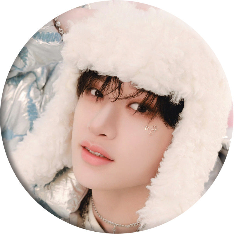 SKZ Tinplate Badge Round Mirror Keychain