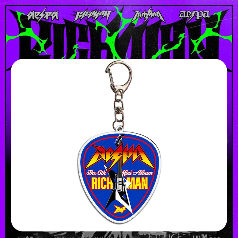 AE "Rich Man" Guitar Pick Acrylic Keychain