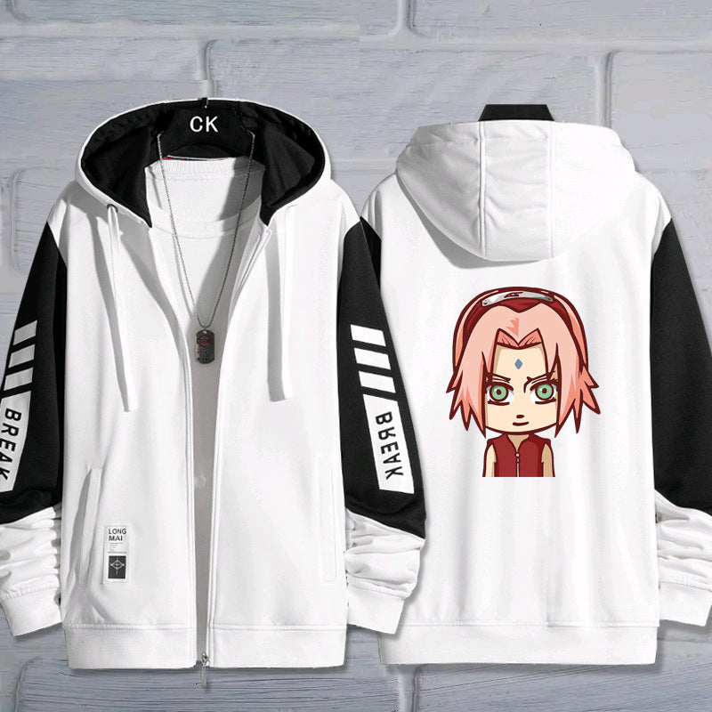 Trendy Anime Cartoon Zip Up Hooded Jacket