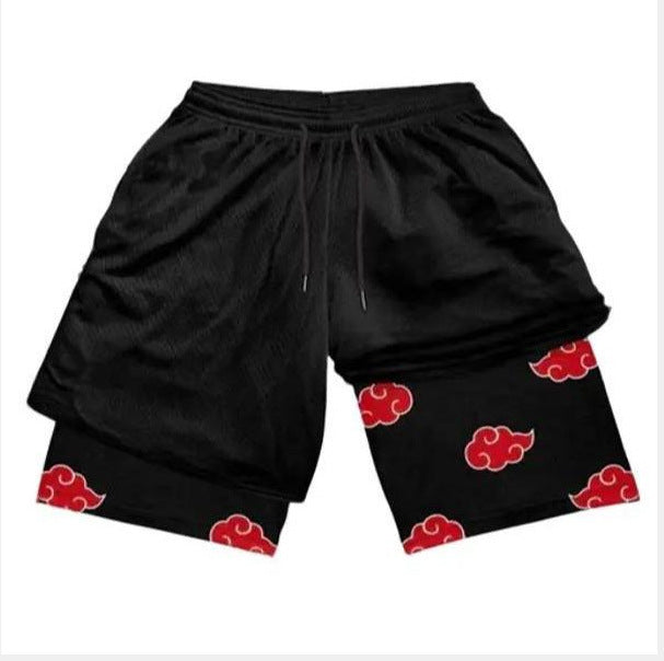 Casual Anime Printed Drawstring Sports Shorts