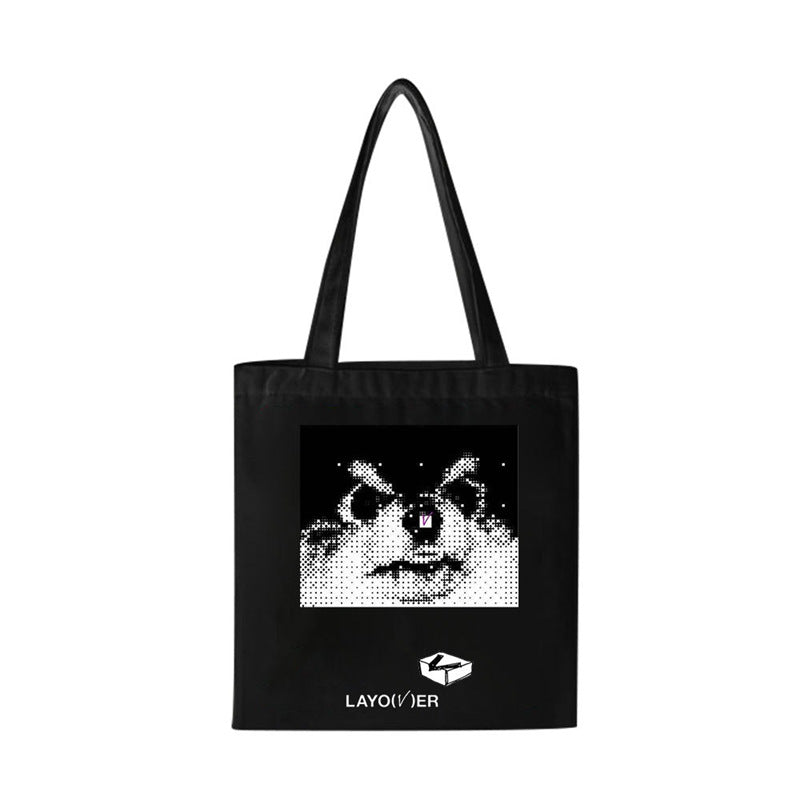 Kpop Pattern Canvas Zipper Tote Bag