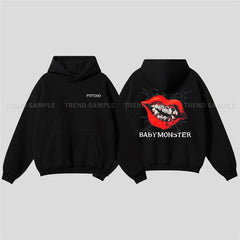 BM PSYCHO Graphic Printed Hoodie Top