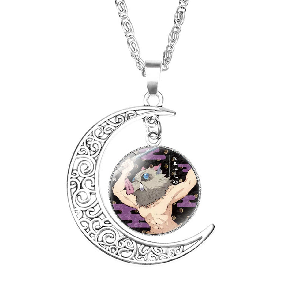 Chic Anime Moon Gem Pendant Necklace