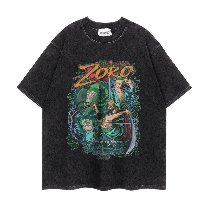Trendy Luffy Cotton Washed Short-sleeved T-shirt