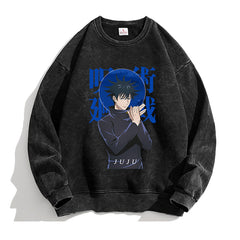 Unisex Casual Anime Washed Loose Sweatshirt