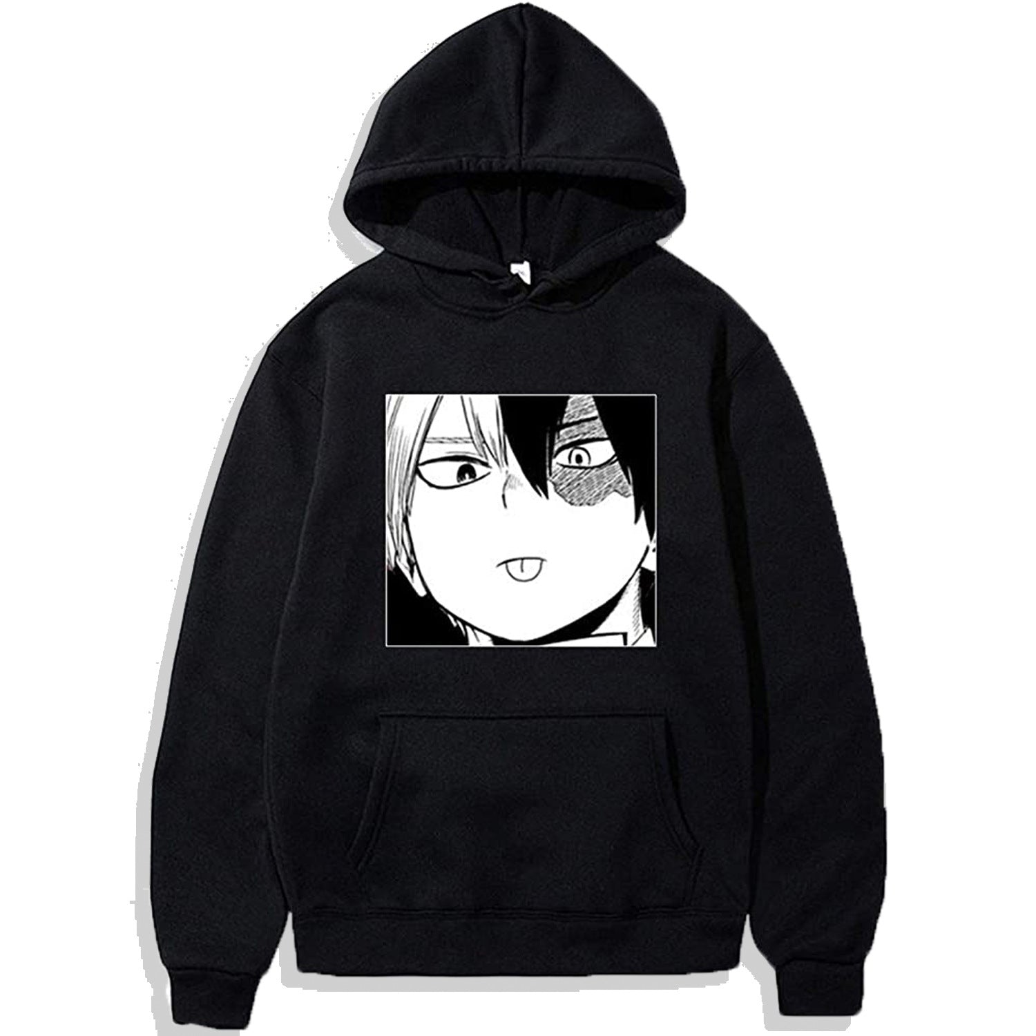 Unisex Anime Graphic Print Black Casual Hoodie