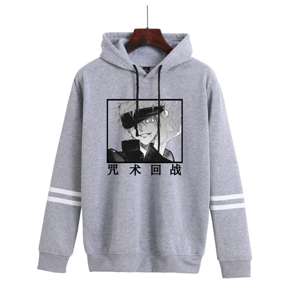 Unisex Anime Printed Casual Striped Hoodie