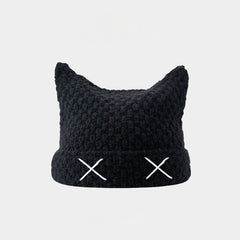 YEONJUN Black Horn Knitted Hat