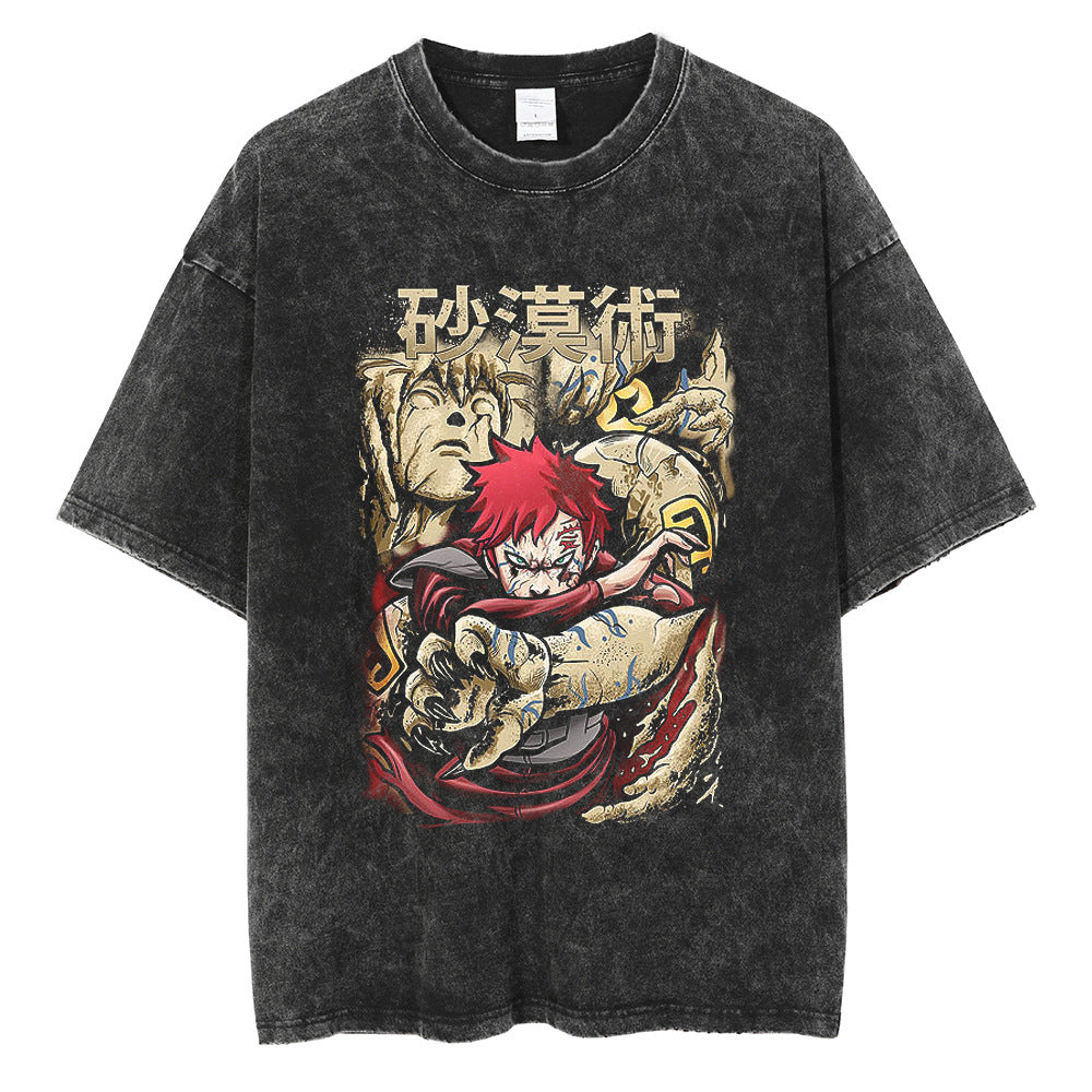 Retro Washed Anime Short Sleeve T-Shirt