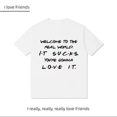 Unisex Casual Friends Letter Loose T-shirt