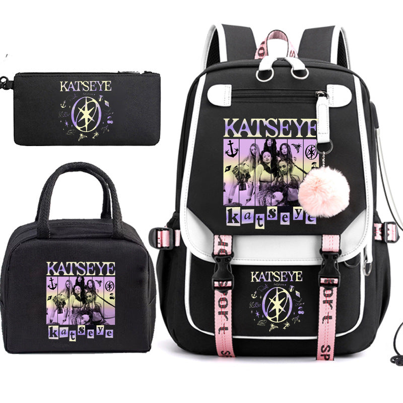 Katseye Pencil Case Lunch Bag Backpack Three-piece Set