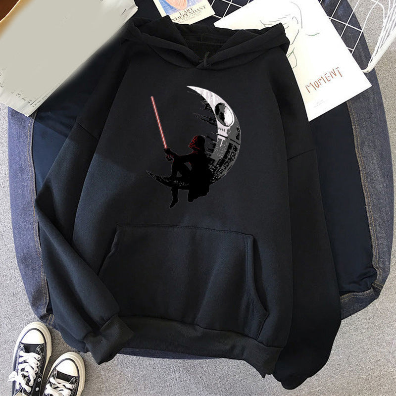 Unisex Moon Darth Vader Pattern Printed Hoodie