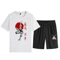 Men's Baki Anime Loose T-Shirt Shorts Suit