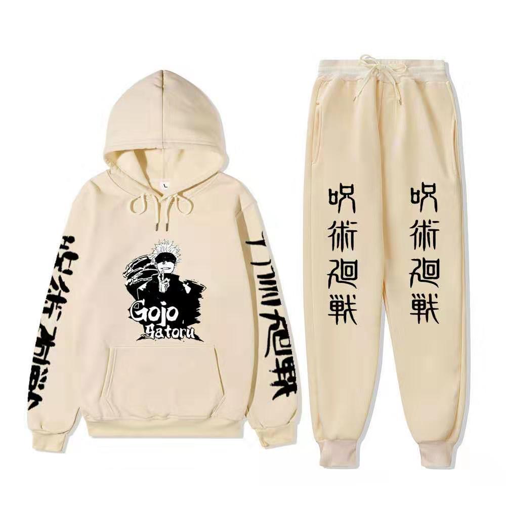 Unisex Gojo Printed Casual Hoodie Sports Pants Set