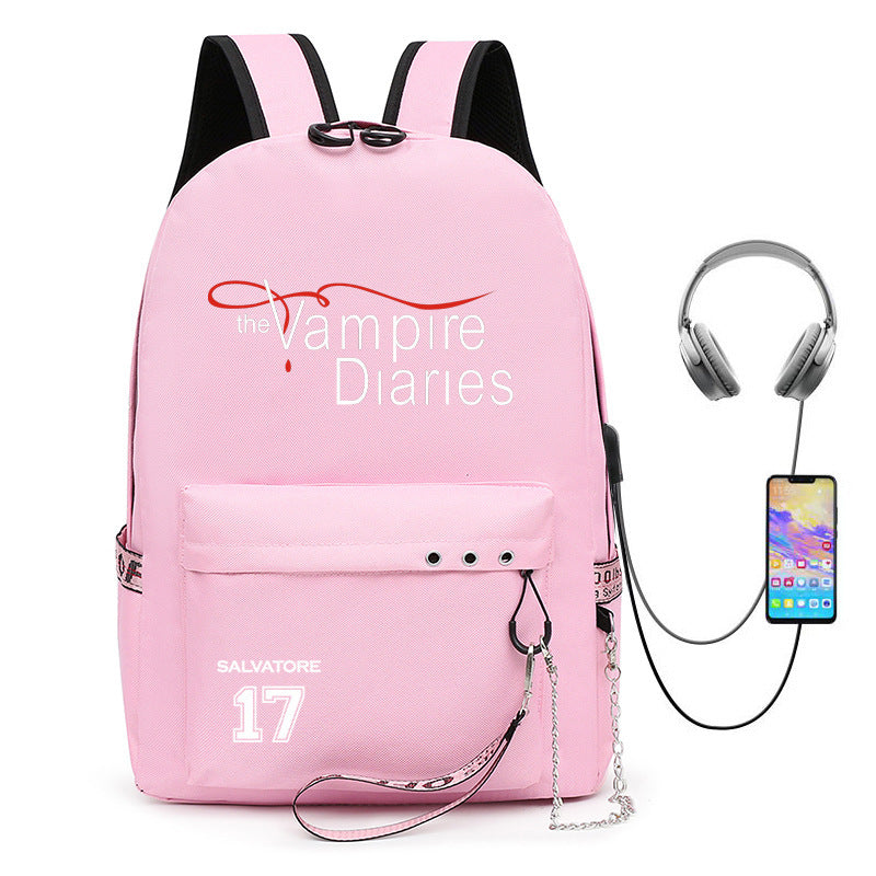 Casual TVD Pattern Print School Backpack