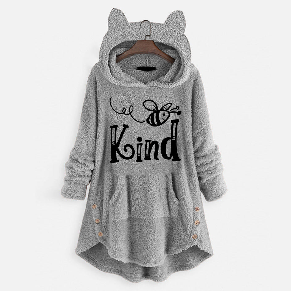 Women's Cat Ears Hooded Long-sleeved Coat