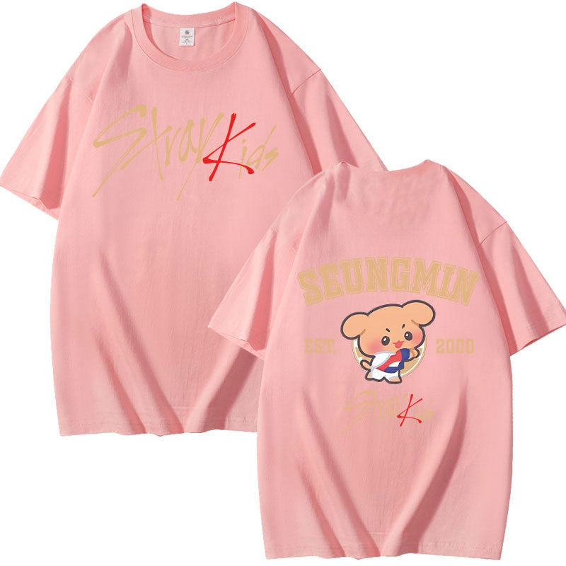 Kpop Cartoon Print Summer Short-sleeved T-shirt