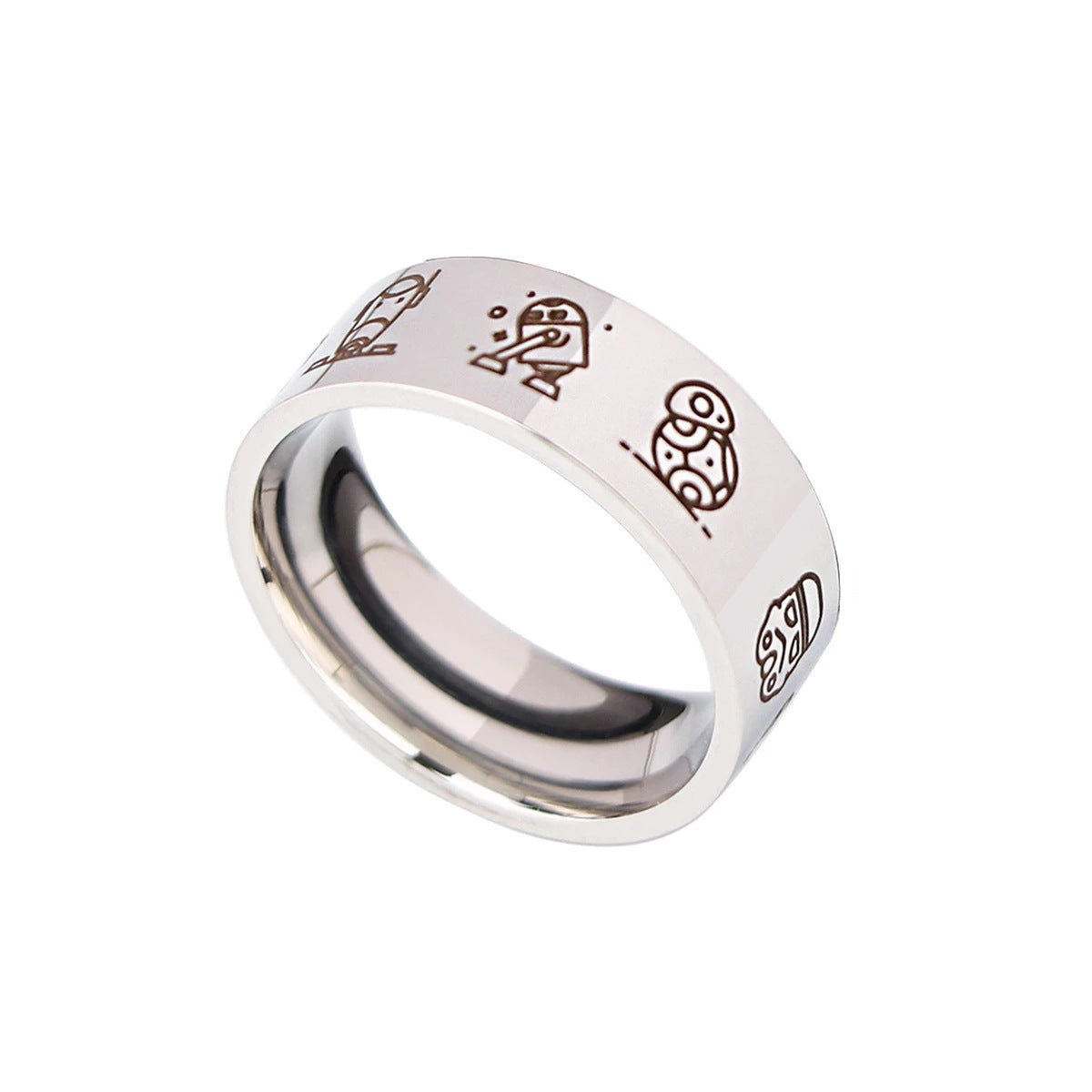 Chic Comic Stainless Steel Laser Ring