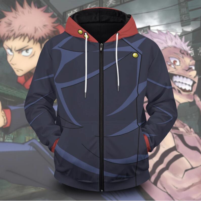 Unisex Anime Digital Print Zipper Cosplay Hoodie