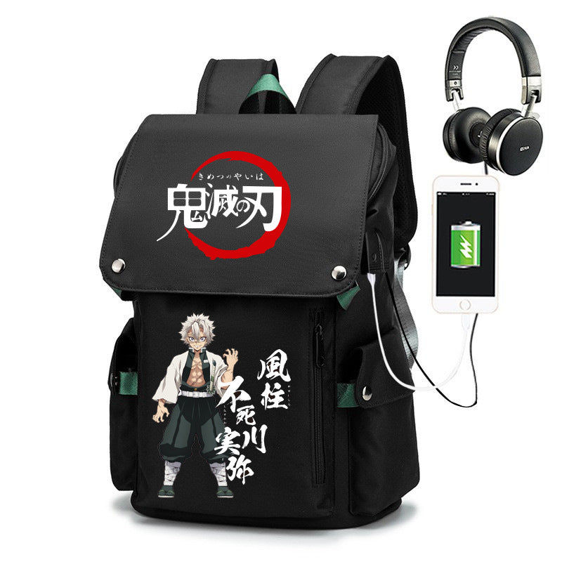 Casual Anime Tanjiro Printed Black Backpack