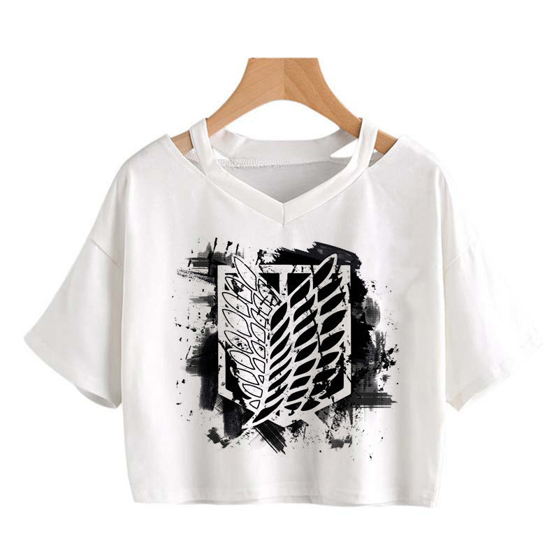 Trendy Women's Anime Print Cropped T-Shirt