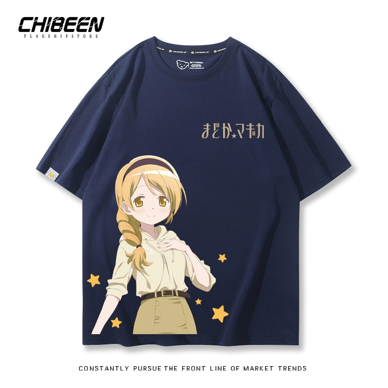 Versatile Anime Print Short-sleeved Top