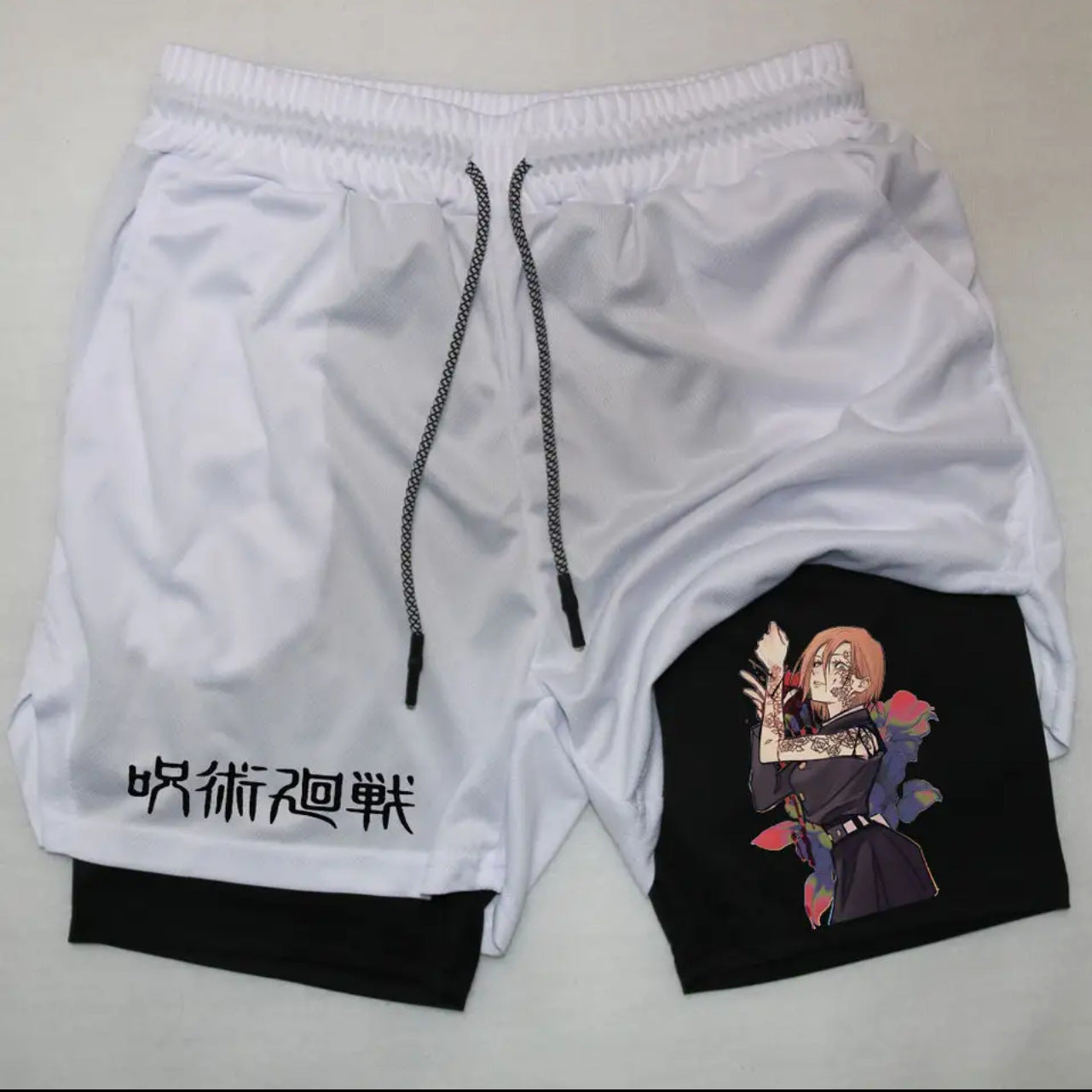 Men's Anime Printed Double Layer Casual Sports Shorts