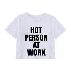 Lisa Hot Person At Work Print Crew Neck T-shirt