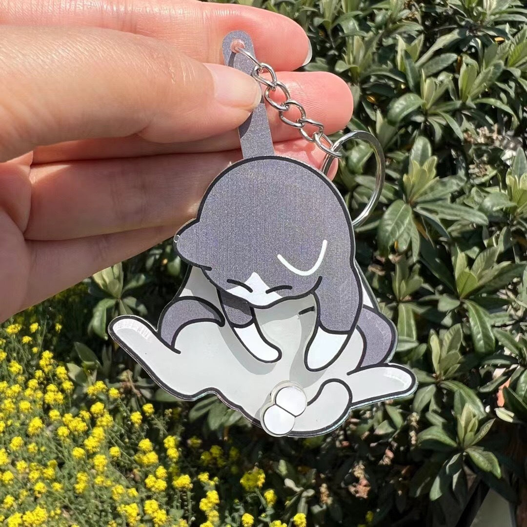Funny Cat Spinning Balls Keychain