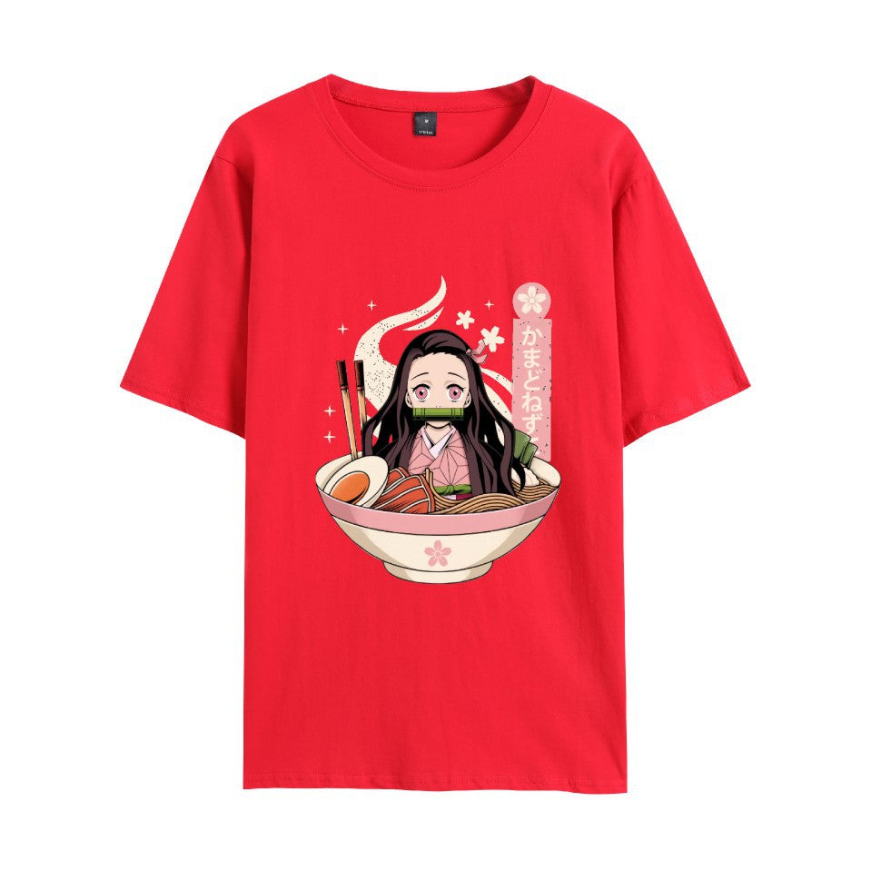 Unisex Anime Printed Crew Neck Loose T-Shirt