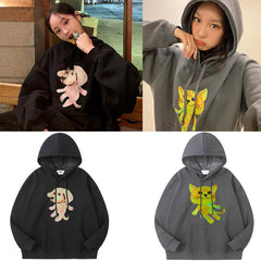 HAERIN Cat Pattern Cotton Sports Pullover Hoodie