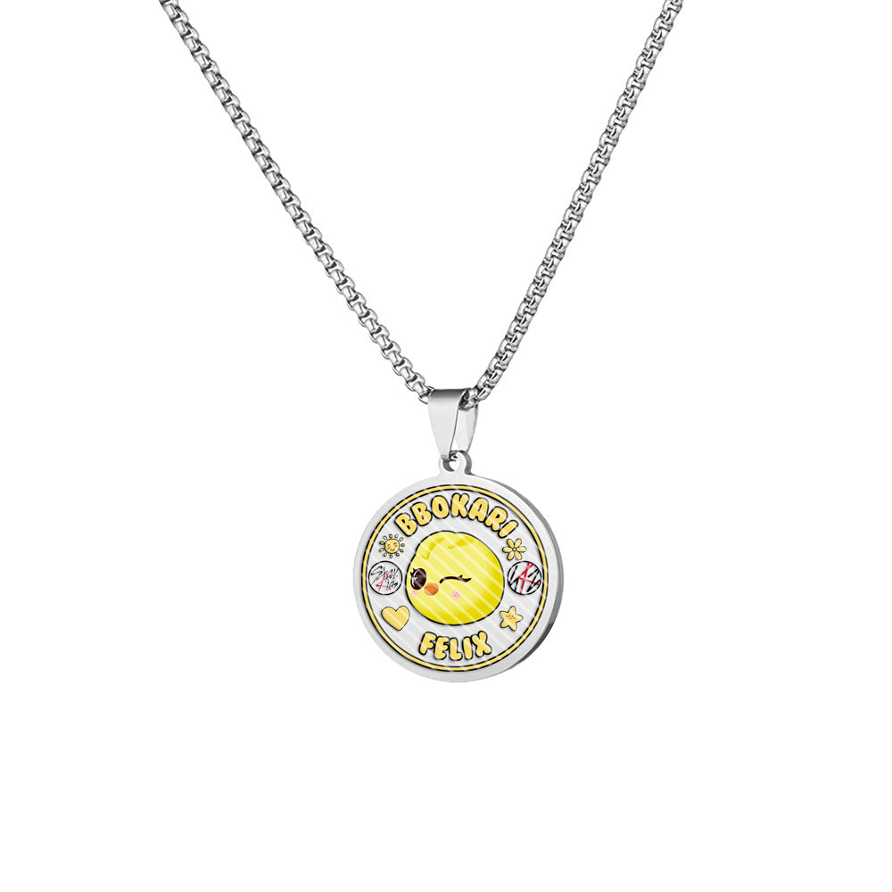 SKZ Round Pendant Stainless Steel Necklace