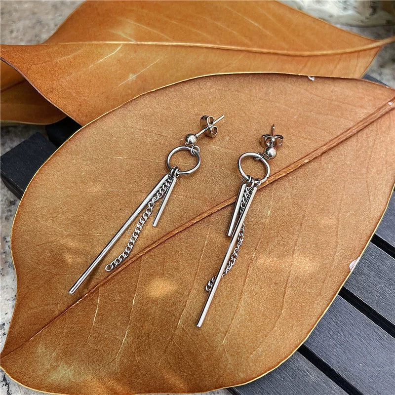 Xiao Jun Fringed Chain Stud Earrings