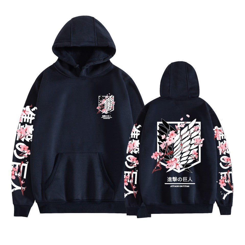 Unisex Anime Logo Printed Loose Hoodie