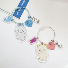 Plave Cartoon Steel Ring Keychain Pendant