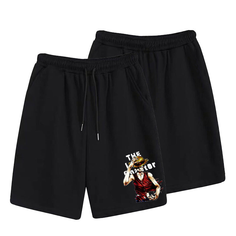 Casual Men's Luffy Print Elastic Loose Shorts