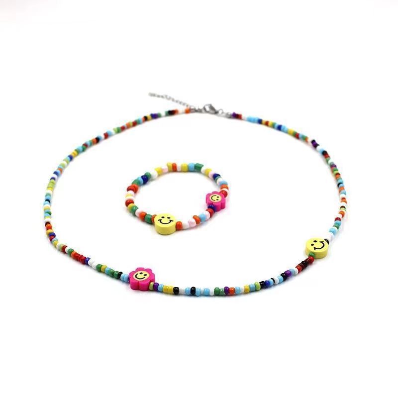 Daisy Beaded Colored Necklace Bracelet