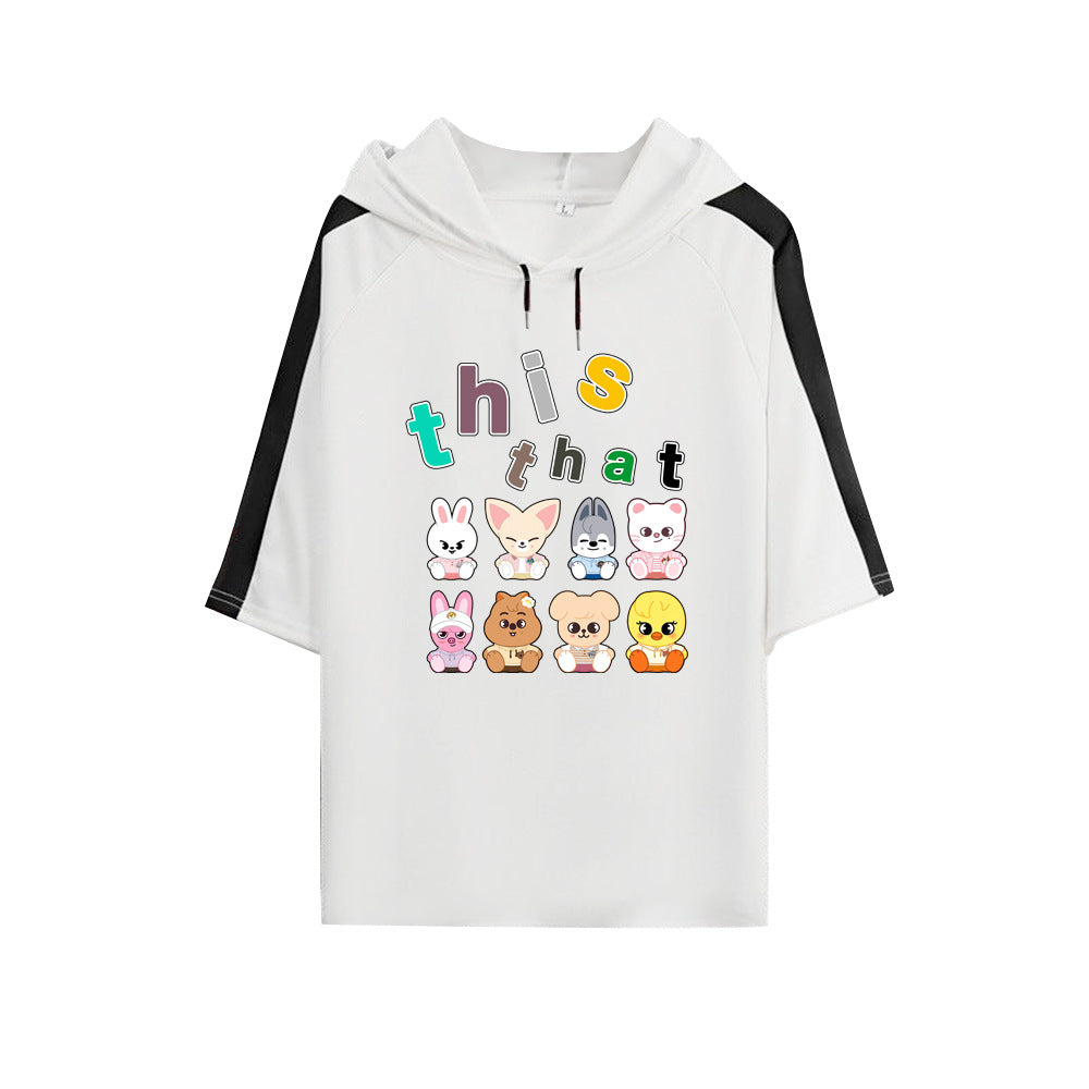 SKZ Short-sleeved Hooded Casual T-shirt