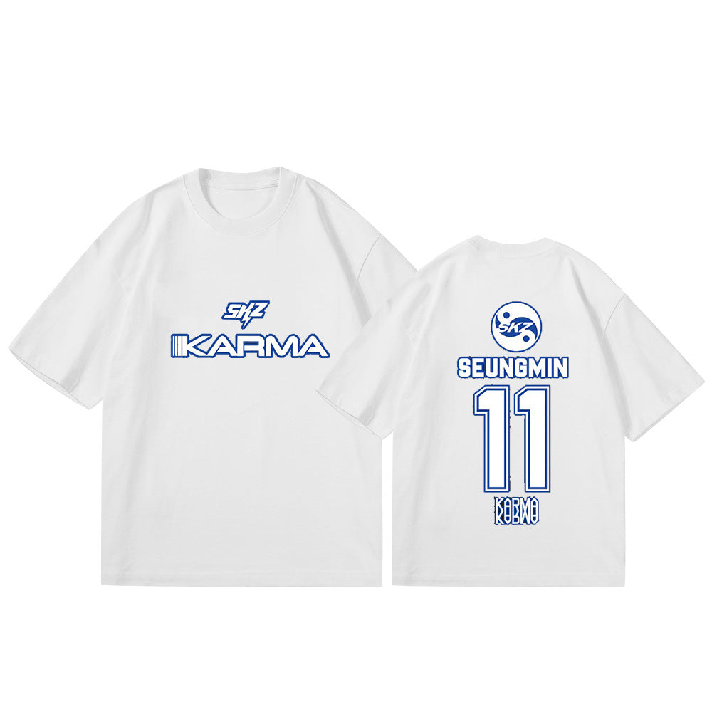 Casual KARMA Album Logo Print Short Sleeve Top