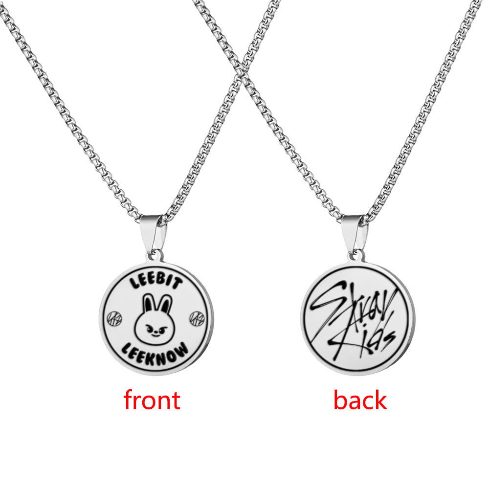 Double Sided Kpop Stainless Steel Engraved Necklace