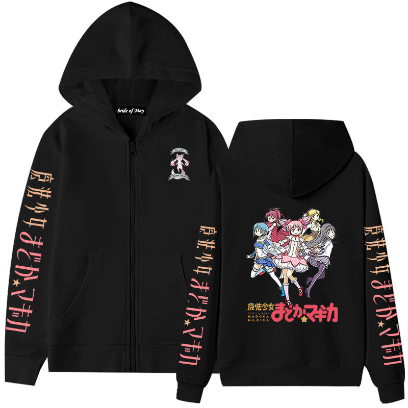 Lovely Girls Anime Print Zipper Hoodie