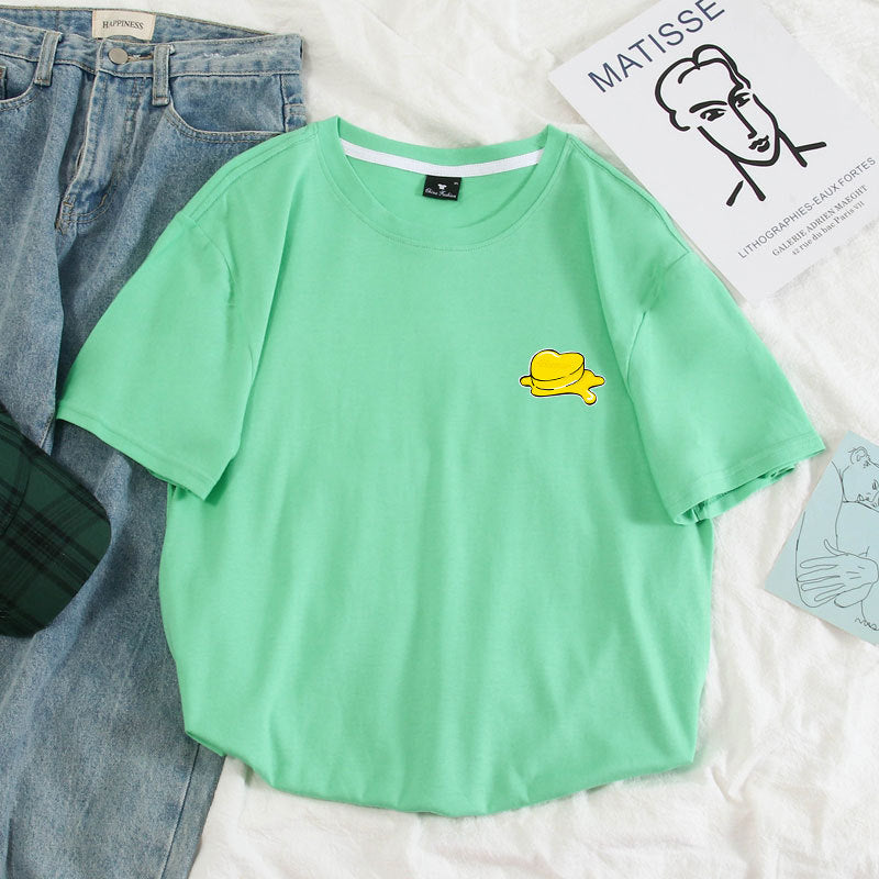 Lovely BUTTER Short Sleeve Pullover Crew Neck T-Shirt