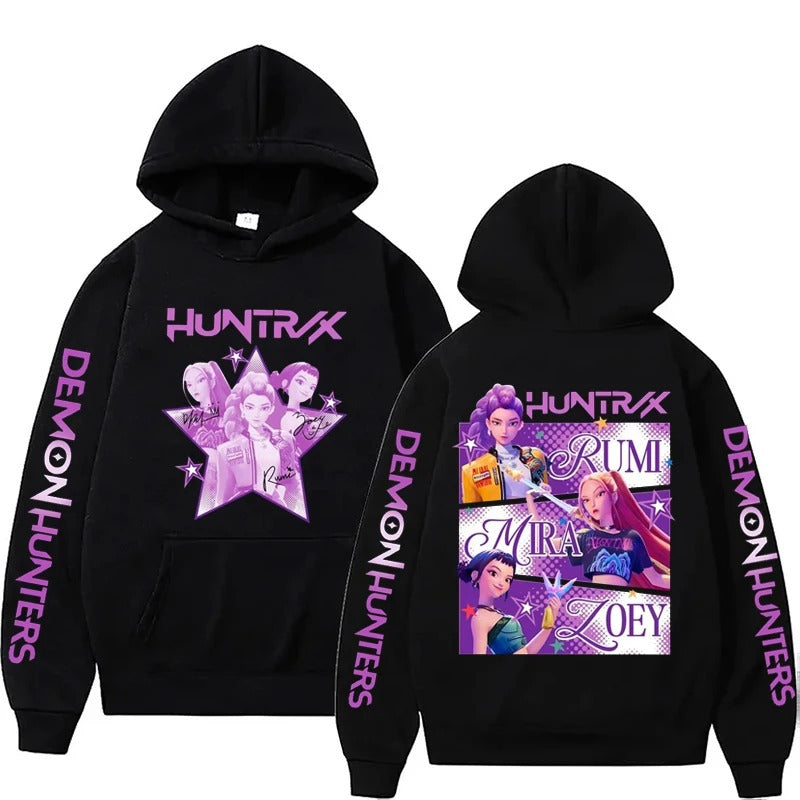 Casual HUNTRIX Print Loose Hoodie