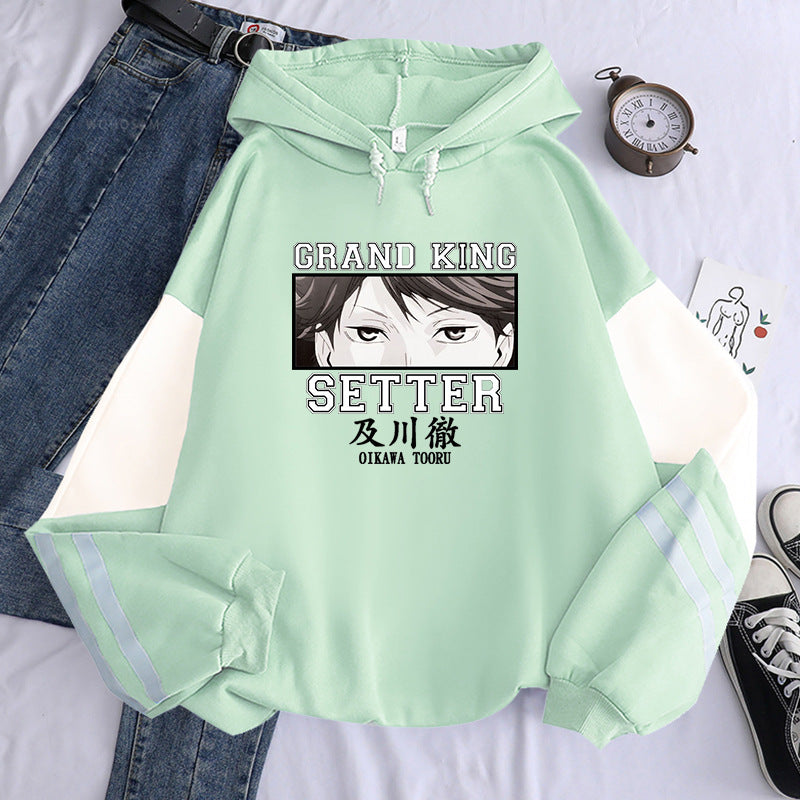 Unisex Oikawa Tooru Print Color Block Hoodie