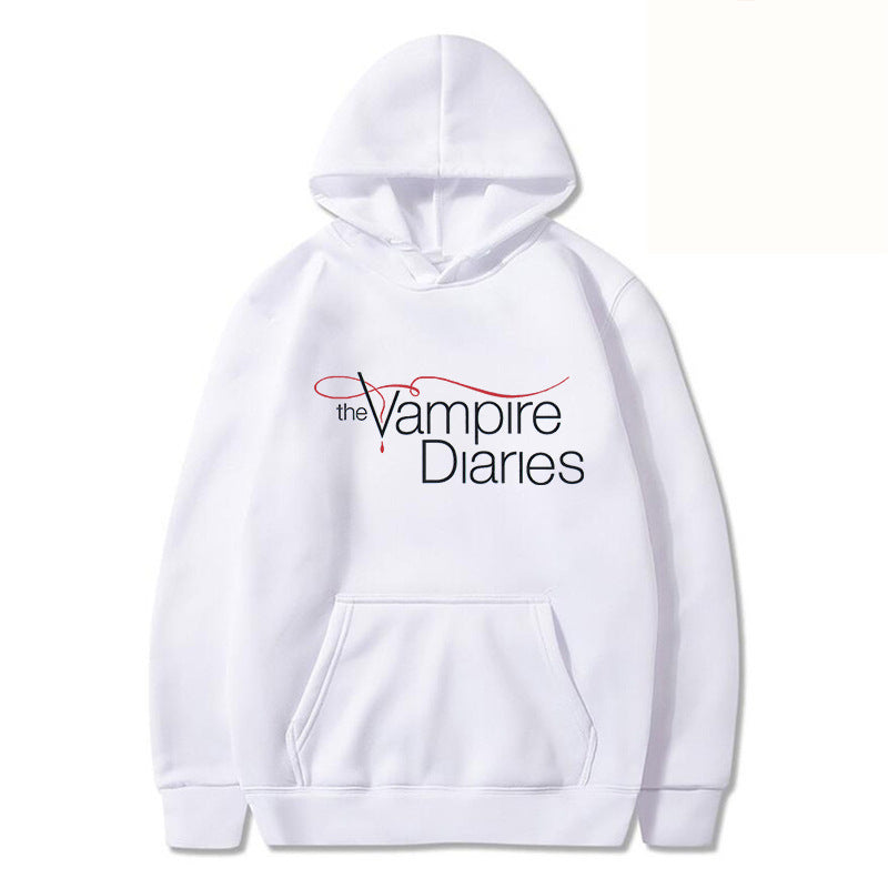 Unisex Casual TVD Logo Printed Loose Hoodie