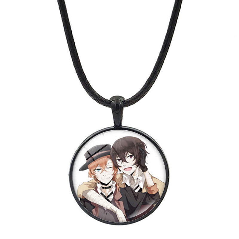 Versatile Anime Pendant Leather Rope Necklace