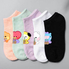 Cute Bts Multi-color Short Boat Socks