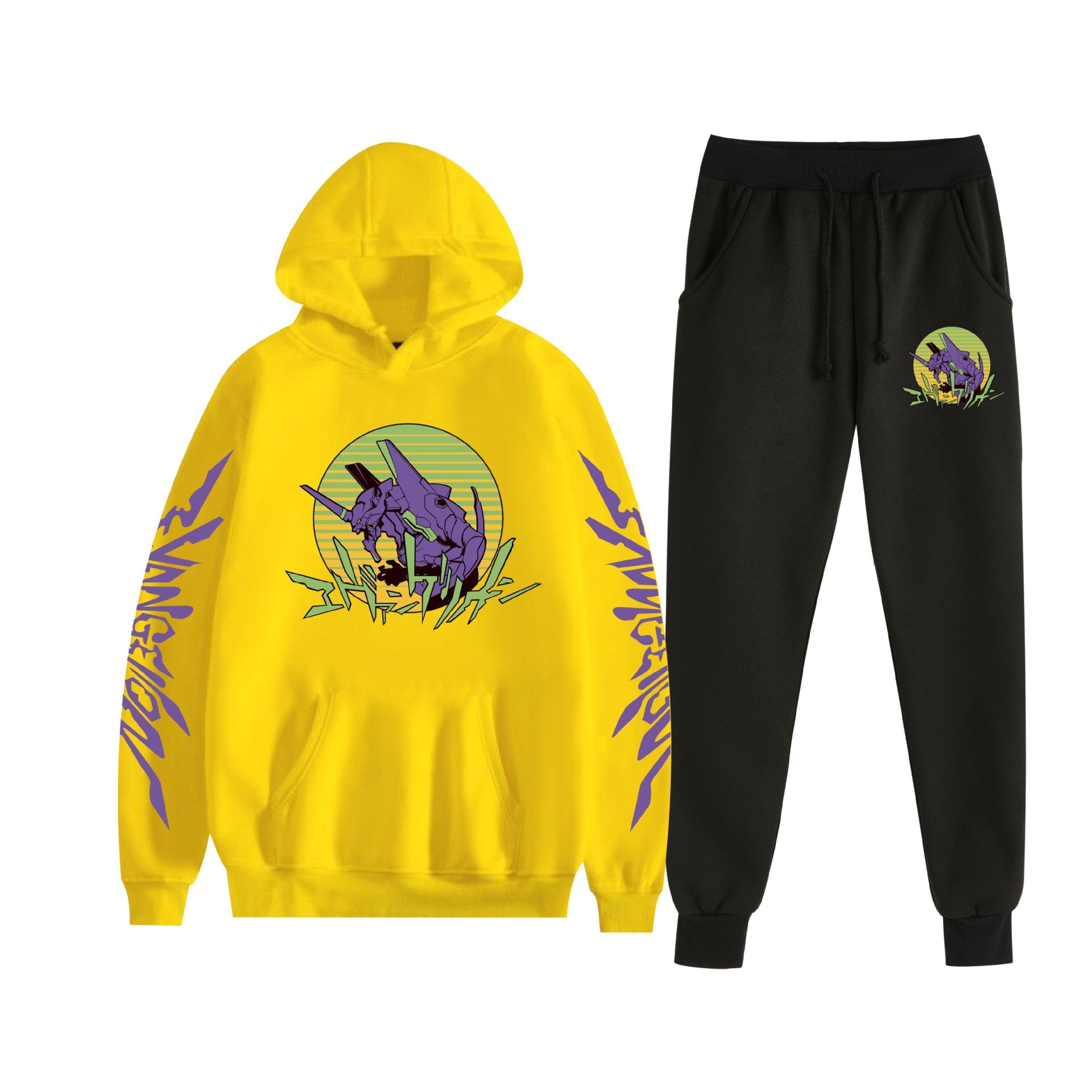 Unisex Eva Graphic Print Hoodie Pants Set